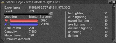 Signature for player Satoru Gojo